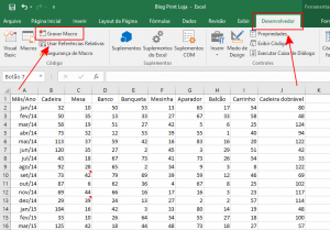 Imprimir no excel - grava macro