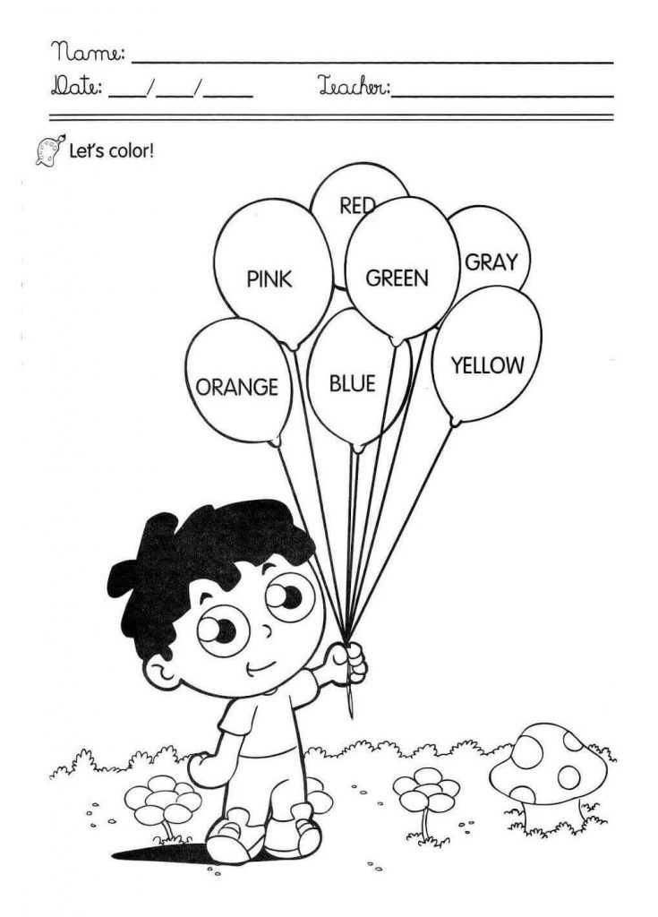 Sete, pinte os balões com as respectivas cores.