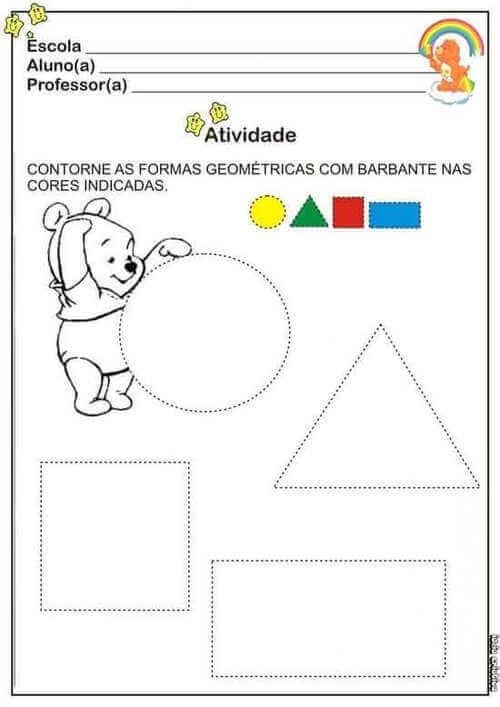 9) Nessa atividade você deve contornar as formas geométricas com as cores indicadas.