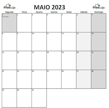 Calendário Abril 2023 com Feriados para Imprimir, em formato PNG